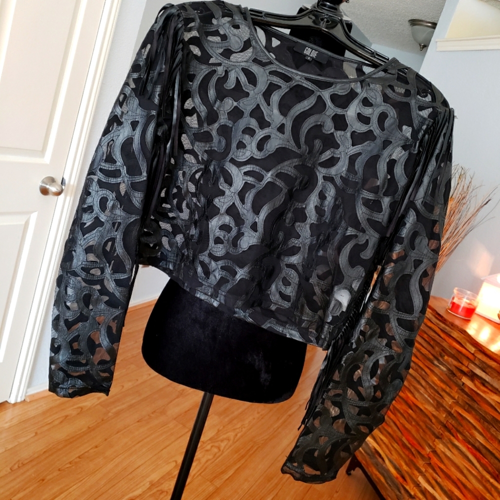 Faux leather top
